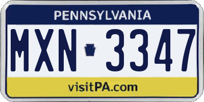 PA license plate MXN3347