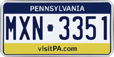 PA license plate MXN3351