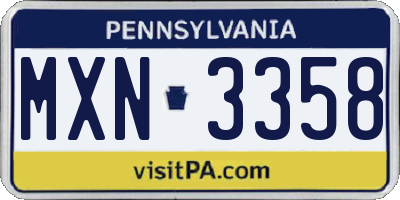 PA license plate MXN3358