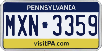 PA license plate MXN3359