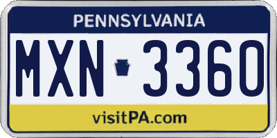 PA license plate MXN3360