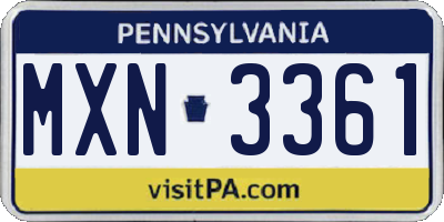 PA license plate MXN3361