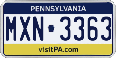 PA license plate MXN3363