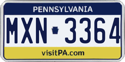 PA license plate MXN3364