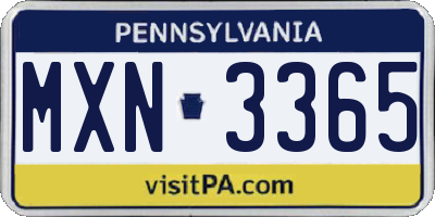 PA license plate MXN3365