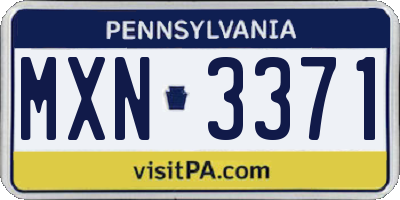 PA license plate MXN3371