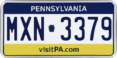 PA license plate MXN3379
