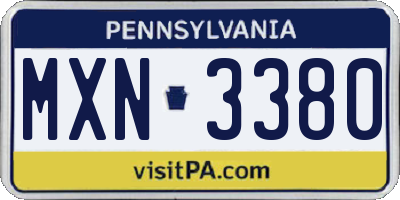 PA license plate MXN3380