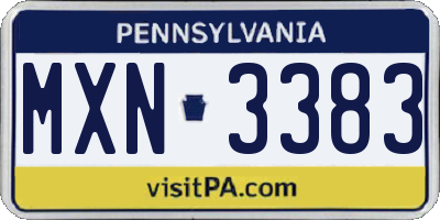 PA license plate MXN3383