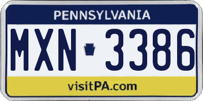 PA license plate MXN3386