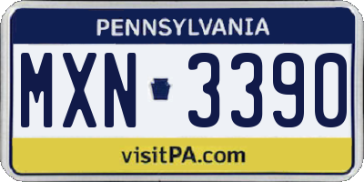 PA license plate MXN3390