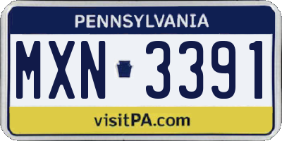PA license plate MXN3391