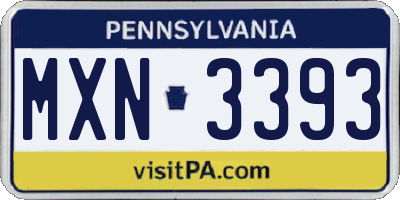 PA license plate MXN3393