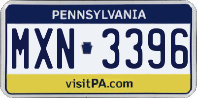 PA license plate MXN3396