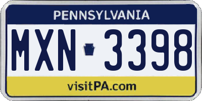 PA license plate MXN3398