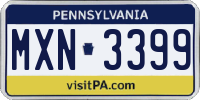 PA license plate MXN3399