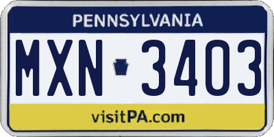 PA license plate MXN3403