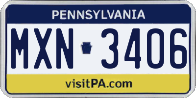 PA license plate MXN3406