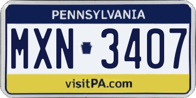 PA license plate MXN3407