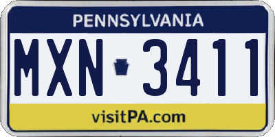 PA license plate MXN3411