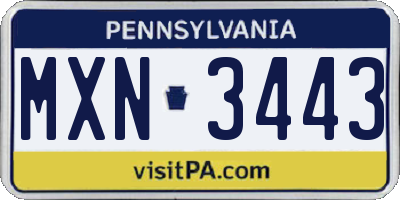 PA license plate MXN3443