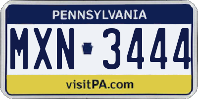 PA license plate MXN3444