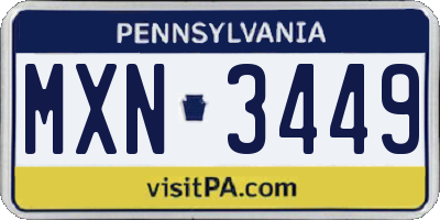 PA license plate MXN3449
