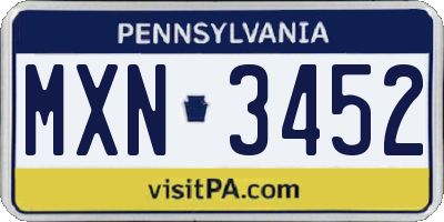 PA license plate MXN3452