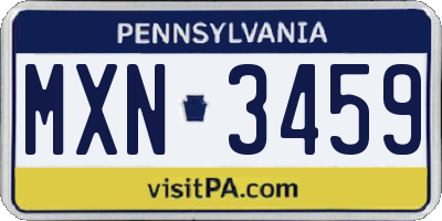 PA license plate MXN3459