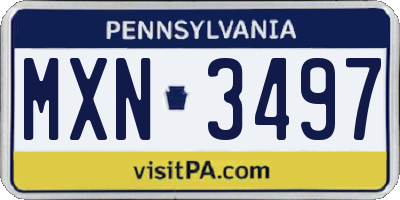 PA license plate MXN3497
