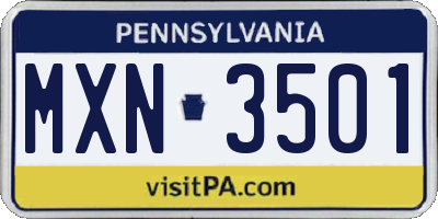 PA license plate MXN3501