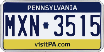 PA license plate MXN3515