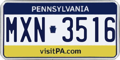 PA license plate MXN3516