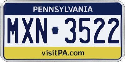 PA license plate MXN3522
