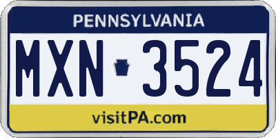 PA license plate MXN3524