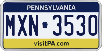 PA license plate MXN3530