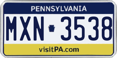 PA license plate MXN3538