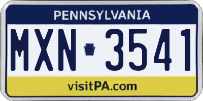 PA license plate MXN3541