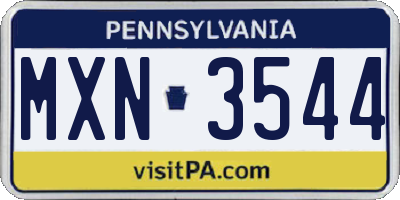 PA license plate MXN3544