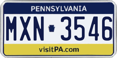 PA license plate MXN3546