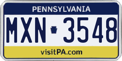 PA license plate MXN3548