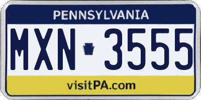 PA license plate MXN3555