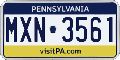PA license plate MXN3561