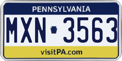 PA license plate MXN3563