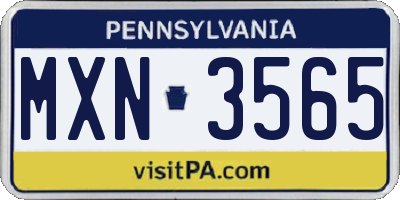 PA license plate MXN3565