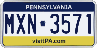 PA license plate MXN3571