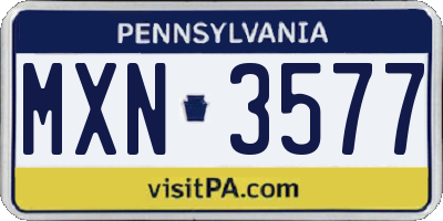 PA license plate MXN3577