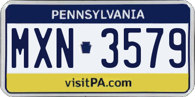 PA license plate MXN3579