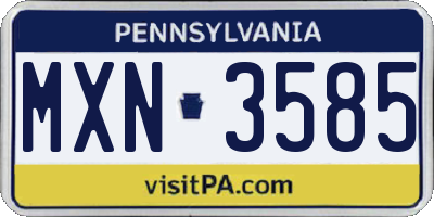 PA license plate MXN3585