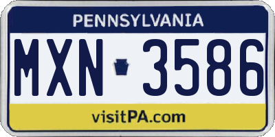 PA license plate MXN3586